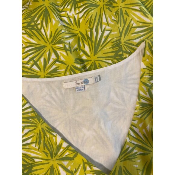 Boden Dress Green Cream 10 All Cotton A Line Washable Sleeveless Summer - Picture 4 of 7